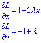 часткові похідні L(x,y,λ)