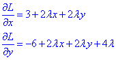 частинні похідні L(x,y,λ)