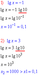 логарифм десятковий, рівняння з логарифмом