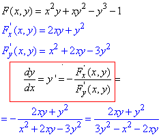  похідна неявної  F(x,y)