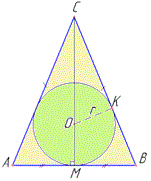 рівнобедрений трикутник, коло