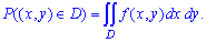 вероятность размещения системы переменных (x, y) в области, формула