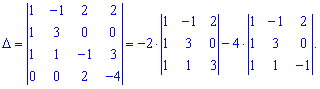 визначник матриці четвертого порядку, обчислення